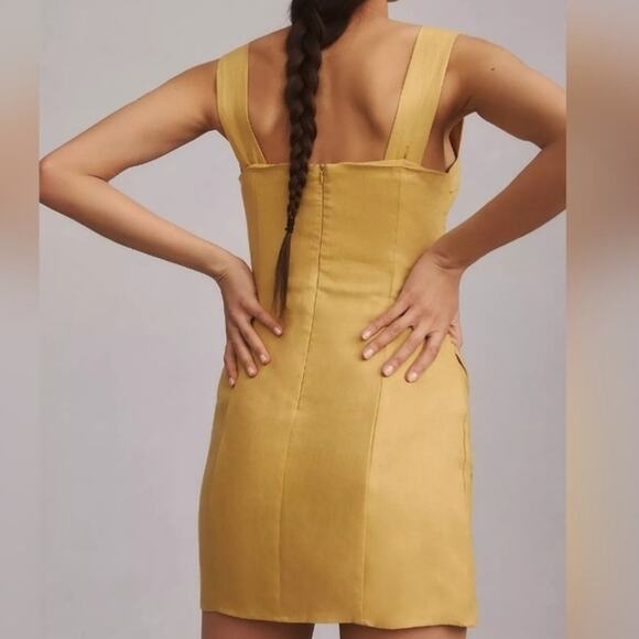 Reformation Women’s Kerrigan Linen Tank Dress in Tuscan Sun Mustard Yellow Sz 0 - Picture 6 of 12